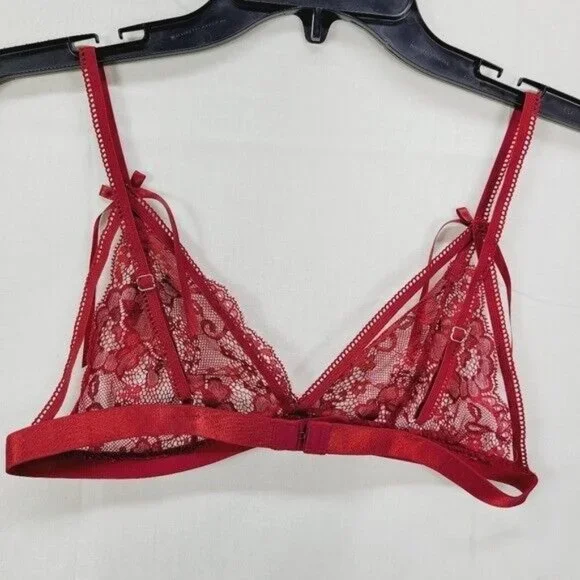 * Avidlove small bra garter set floral lace sexy set bow detail burgendy c… - Picture 5 of 11